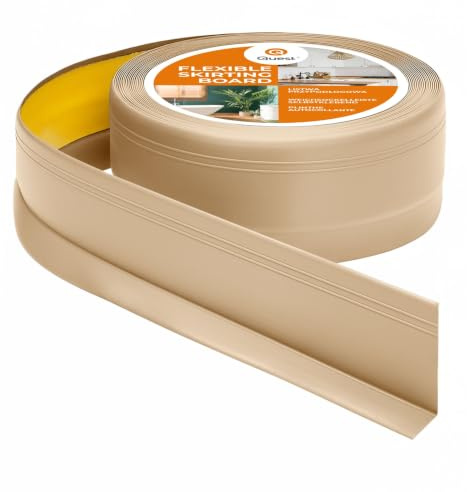 Quest Plinthe Souple en PVC 50 x 20 mm Autoadhésive - Sable, 5 m | Bande de finition en PVC avec fraisages, décorative, résistante aux UV, pour cuisine, salle de bain, mur & sol