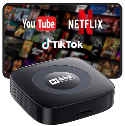 Ai Magic Box for Streaming Netflix/YouTube/TikTok, Wireless CarPlay Adapter Dongle Support TF Card for OEM Wired Car Play & Android Auto Cars
