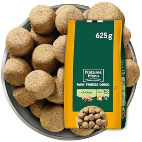 Natures Menu Raw Freeze Dried Beef Dog Food, Complete & Balanced Nuggets, Adult Dogs, 625g (Chicken)