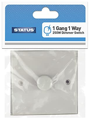 STATUS Single Dimmer Light Switch | 250W White Plastic 1 Gang 1 Way Dimmer Light Switch | S250WDS3