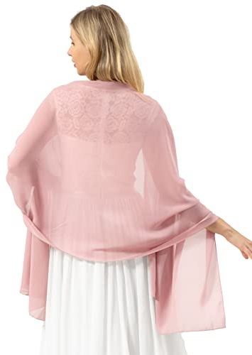 bridesmay Damen Halstuch Sommer Schal Festliche Stola für Abendkleid Hochzeit Chiffon Silk Scarf Rosa Blush M