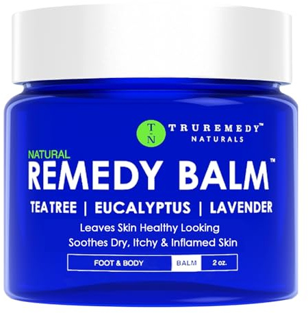 Truremedy Naturals Remedy Balm with Tea Tree Oil, 2 oz - Soothing Moisturizer for Rough Areas - Nourishing Foot and Body Balm with Tea Tree, Lavender, and Eucalyptus