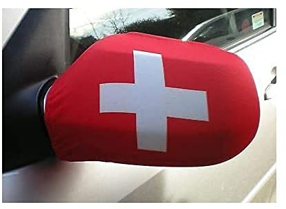 AZ FLAG Spiegelflagge Schweiz 30x20 cm Polyester-Spandex Spiegel | Für außen Helvetische Spiegelüberzug elastisches Gewebe mit verstärkten Kanten mit Seitenspiegel
