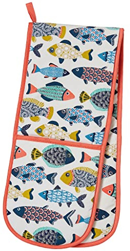 Ulster Weavers Aquarium Cotton Double Oven Gloves - With Cute Multicoloured Fish Animal Design - 100% Cotton, Double Oven Mitts - Cooking Gifts for Bakers & Chefs - Kitchenware Range