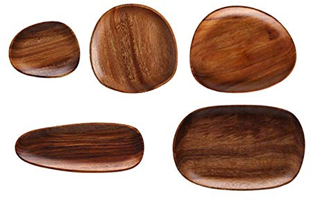Assiette en bois Set Lovesickness Assiette en bois ovale irrégulière en bois-UNE