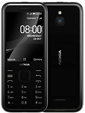 Nokia 8000 4G - Téléphone mobile 2.8'' (4 GB RAM, 64 GB ROM, appareil photo 2MP, batterie, 1500 mAh, Dual Sim, Qualcomm Snapdragon 210), noir