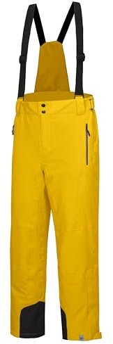 Mapamyumco Men's Snow Bibs Waterproof Stretch Ski Pants Insulated Snowboard Pant with Detachable Suspenders for Outdoor Hiking Windbreak (Old Gold 2XL)
