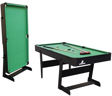 Cougar Hustle L Tavolo da biliardo 5ft pieghevole nero/verde | Tavolo da biliardo pieghevole incl accessori | Dimensioni: 152,4x76,2x78,7 cm