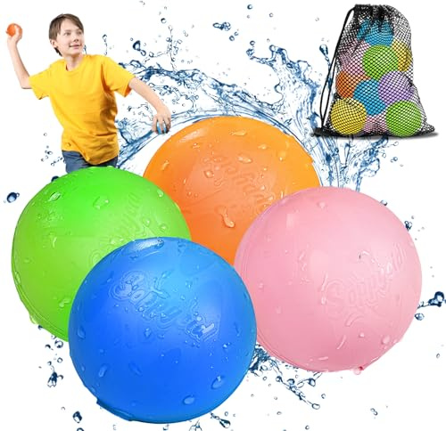 Palloncini D'acqua Riutilizzabili, 4 pezzi Bombe Acqua Magnetiche Ricaricabili, Facile da Riempire e Autosigillante per Estivi Piscina Spiaggia Giardino Palloncini Gioco per Bambini e adulti