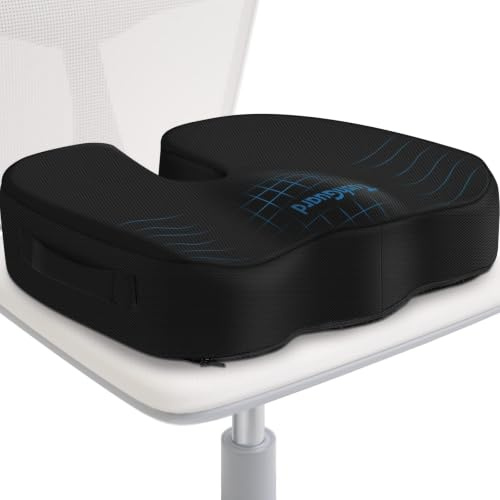 TushGuard Seat Cushion for Office Chair, Car, Memory Foam, Black X-Large