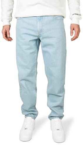 PITTMAN Titan - Herren Denim Stoffhosen Hellblaue - Denim Stoffhose Loose Fit - Männer Weite Jeans Hose, Hellblau (Dusty Blue 164010), W33/L32