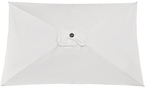 TITA-DONG Rectangular Umbrella Canopy Replacement, 6 Ribs, Fade Resistant, White, 200 x 300 cm, Market Table Cantilever Parasol Top Cover