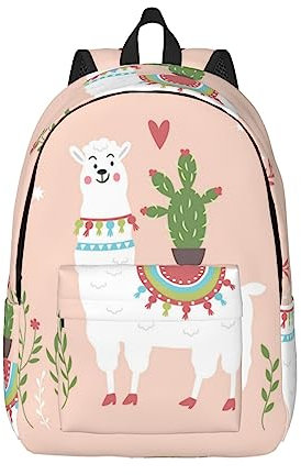 KoNsev Niedlicher handgezeichneter Lama-Laptop-Rucksack, Reiserucksack, Arzttasche, schwarz, Rucksack, stilvoll, leicht und funktional, Schwarz , S