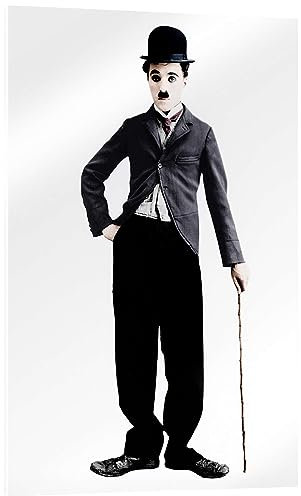 Posterlounge Charlie Chaplin mit Bambusstock Acrylglasbild 20 x 30 cm Schwarz-Weiß Wandbilder Wanddeko
