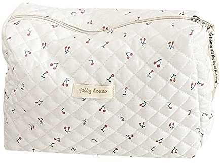 DKIIL NOIYB Tragbare Puffer Makeup Bag Reise Kosmetiktasche Groß Kulturbeutel aus Baumwolle Puffy Cosmetic Bag Grosse Kosmetiktasche mit Blumenmuster