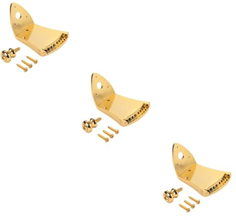SAFIGLE 3stücke Metallic Triangle Saitenhalter Saitige Mandoline Mit Schrauben Goldene Ausführung Installieren Für Gitarrenbauer Und Mandolinen-ersatzteile