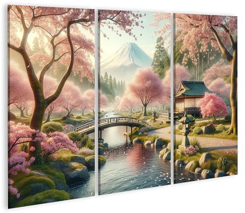 islandburner Cuadro sobre lienzo Japón de alta definición, flores de cerezo enfocadas, arcos suaves. Cuadros murales Póster