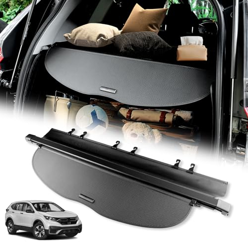FDAIUN Für Honda C-RV CRV 2017-2022 Laderaumabdeckung Kofferraum PVC Karbonfaser-Muster Ablagen Einziehbare Cargo Abdeckung Kofferraumabdeckung Ausziehbar Rollo Innere Zubehör