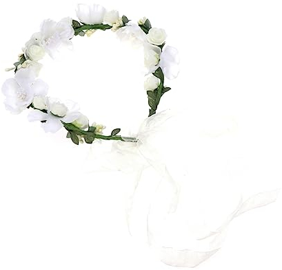 FRCOLOR Blumenkranz Kunstblumen Für Hochzeiten Stilvolles Haaraccessoire Für Mädchen Und Für Fotoshootings Und Besondere Anlässe Weiß