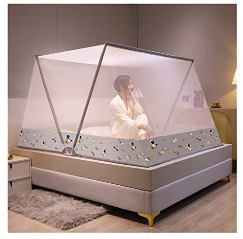 Betthimmel Camping Home Anti-Moskito-Zelt Zusammenklappbares Moskitonetz für King-Size-Bettnetz Erwachsene Schlafwanzennetze im Freien im Freien (Farbe: Grau, Größe: 135 * 190 * 80 cm)
