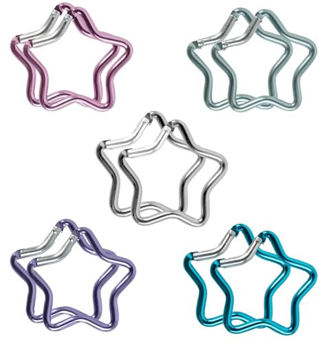 10 Stück Stern Karabiner Stern Schlüsselanhanger karabinerhaken karabiner Schlüsselanhänger Schlüssel Karabinerhaken Karabiner Klein Zur Dekoration Geeignet(5 Farben) (Helle Farbe)