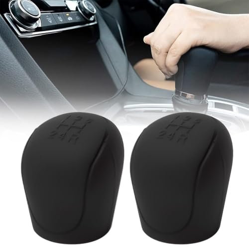LYQNIHOB 2 pcs Cubierta De La Perilla De La Palanca De Cambios Del Coche, Funda Pomo Cambios Marcha Coche Antideslizante Negro, Cubierta de Perilla de palanca de Marchas, Funda palanca de cambios