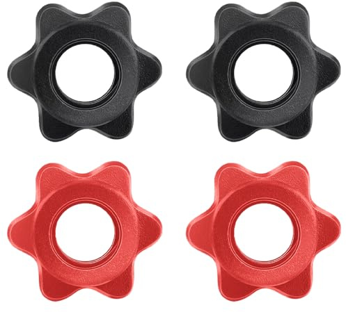 TRKETK 4 Stück Kurzhantel-Sechskantmutter, 25 mm Sternverschlüsse Anti-rutschfeste Langhantelklammern Kunststoff Hantel Clips Anti-rutschfeste Schnellverschlus für Hantel-Gewichthebe-Training