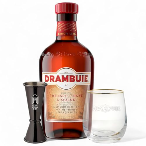 Drambuie Whisky Liqueur Glass & Jigger Gift Set 70cl | Spirit Gifts for Him, Her, Birthdays, Christmas, Corporate, Mothers Day, Fathers Day