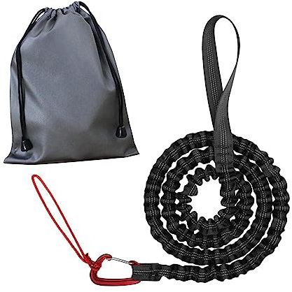 Qianly Fahrrad Bungee Abschleppseil, Rennrad, Elastische Leine, Gürtelschnur, Nylon, Tragbares Zugband, für Kinder, Eltern Kind Familienfahrten, Schwarz