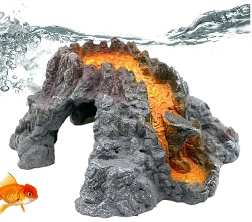 Peufcmi Vulkan Aquarium Dekoration, Aquarium Vulkan Dekoration, Aquarium Vulkan Ornament Kit, Aquarium Vulkan Ornament für Aquarium Aquarium Dekors, Aquarium Vulkan Dekorationen Ornament