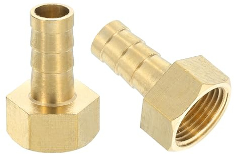 sourcing map 2 Pcs Brass Hose Barb Fitting, 3/8 Barb x G 3/8 Female Brass Barb Pipe Fitting Adapter with Tape for Connect Pipes Mechanical Devices Plumbing Equipment