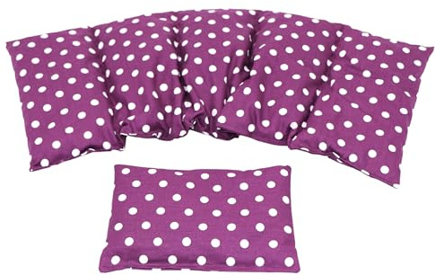 Körnerkissen STERNE, PUNKTE, UNI u.s.w. Kirschkernkissen 2 er Set 5 Kammer + kleines 51 x 21 cm Wärmekissen XXL Kältekissen Mikrowelle + Backofen (Lila, Punkte)