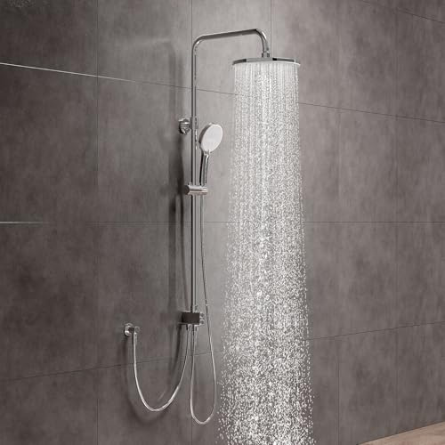 HOROW RainPure N1 Regendusche Set Duschsystem Duschset | ohne Armatur 250 XXL Kopfbrause Wassersparend, mit Ventilkern aus Messing, Höhenverstellbar,Chrom, Rund