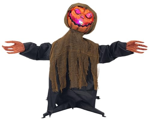 Animated Halloween Decorations - Pumpkin Ghost Yard Decor | Illuminated Swinging With Sound For Garden Planter Festival Backyard Front Yard Patio Road Holiday Birthday