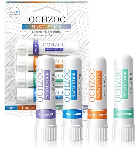 4 Pack Nasal Stick,Inalatore Nasale,Alivia la congestione nasale,Aumenta la attenzione,per facilitare la respirazione,tenuta extra per una migliore qualità del sonno,conveniente e pratico