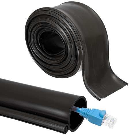 sourcing map 10ft Cable Management Sleeve, 1.2 Inch ID Flexible Cord Wires Hider Cover Insulation Snap-fit Protector for Substation, High-voltage Electrical Networks, Black