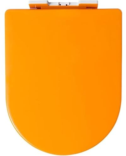 Sedile WC Colorato A Forma Di D, Tavoletta WC Con Chiusura Ammortizzata E Cerniere Regolabili Con Fissaggio Superiore, Sgancio Rapido Per Un Facile Montaggio Coperchio Water in PP, Arancione