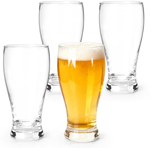 WeeGoo Pint Glasses Set of 4, 350 ML Pint Beer Glasses, Clear Beer Glass for Water Juice Iced Coffee Cocktails