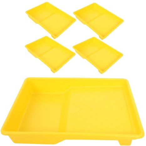 Holibanna 5 Pezzi Vassoio per Vernice Plastica Riutilizzabile Vaschetta Roller per Pittura Pareti e Mix Colori Lavabile e Comodo per Progetti Te e Ristrutturazioni Domestiche
