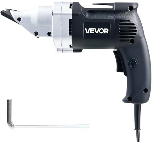 VEVOR Cisaille à Tôle Électrique, 4 A, Cisaille à Métaux Filaire avec Tête Pivotante 360°, Vitesse Variable, Coupe Continue et Nette, pour Acier Galvanisé 1,22 mm, Acier Inoxydable 1,22 mm, 2500 SPM