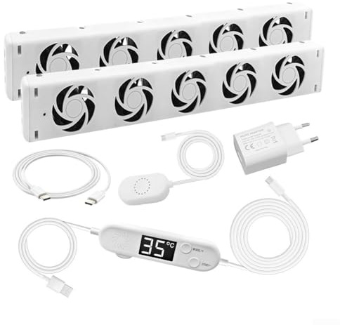 Ventilateur de radiateur avec 5 ventilateurs, amplificateur de radiateur avec thermostats, ventilateur de chauffage économe en énergie, vitesse réglable, faible bruit 13 dB (MXRV-25-P202)
