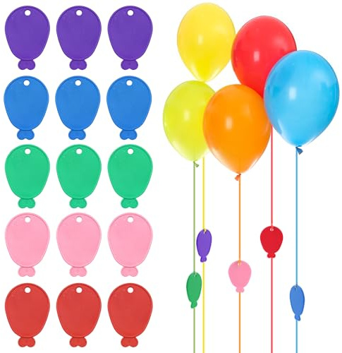 Juxiamal 15 pesas de plástico coloridas para globos, pesas de globos de helio para bodas, cumpleaños, fiestas, decoraciones (5 colores)