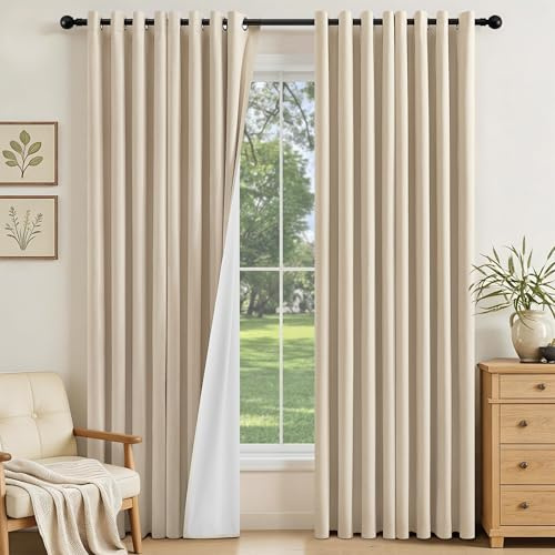 Best Baisite Blackout Curtains for Bedroom Living Room 84 Inch Drop Beige