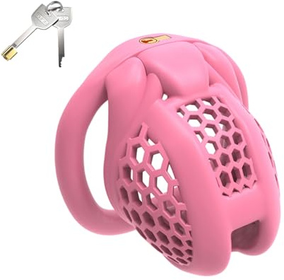 Högkvalitativ skyddsbur i harts för män, multiporös, andningsbar bur, inbäddad låskärna - SEZ006 (Rosa：B, Liten)