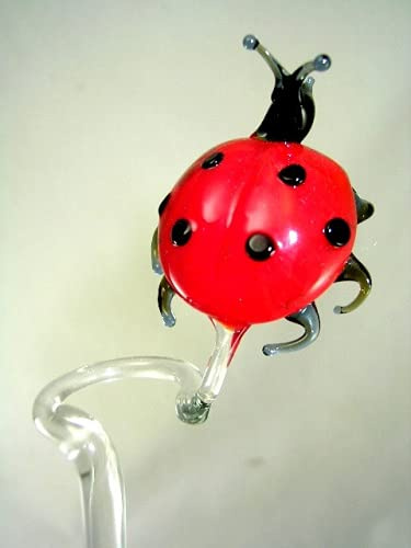 basticks Marienkäfer Schwarz Rot Orchideenstab - Blumenstab mit Figur aus Glas - Rankhilfe Deko Orchideen Blu