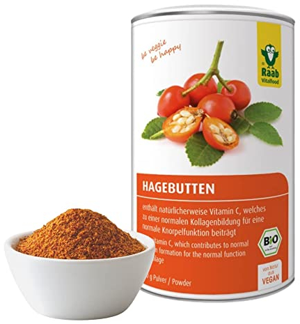 Raab Vitalfood® Bio Hagebutten Pulver (500 g) - Premium-Sorte AP-4® Hagebutte aus dem Süden von Chile, mit natürlichem Vitamin C für eine normale Kollagenbildung & Knorpelfunktion, ohne Zusätze