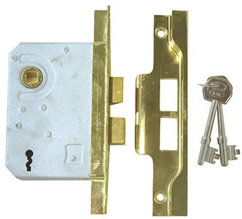 ERA 287-32 2.5-inch 64mm 2-Lever Rebated Door Lock with Brass Effect