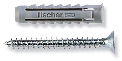 Fischer 25 Tasselli SX con vite, 10 x 50 mm, per Muro pieno e Mattone Forato, 57002
