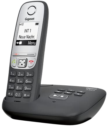 Gigaset A415A, Schnurloses Telefon DECT mit Anrufbeantworter, Freisprechfunktion, Kurzwahltasten, Telefonbuch mit 100 Einträgen, Kontrastreiches Grafik Display und leichter Bedienung, schwarz