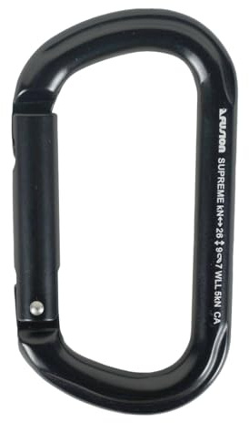 Straight Gate Carabiner - Black, Supreme Oval-Shaped (FP-9318-3-STK-BLK)